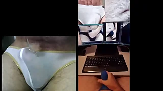 Cum in see-through underwear （Tribute video for my friend）